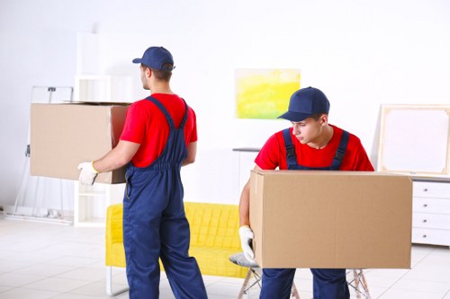Removal van and moving boxes in Cudham village