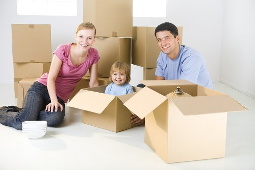 Removal van and moving boxes prepared for a house move in Cudham